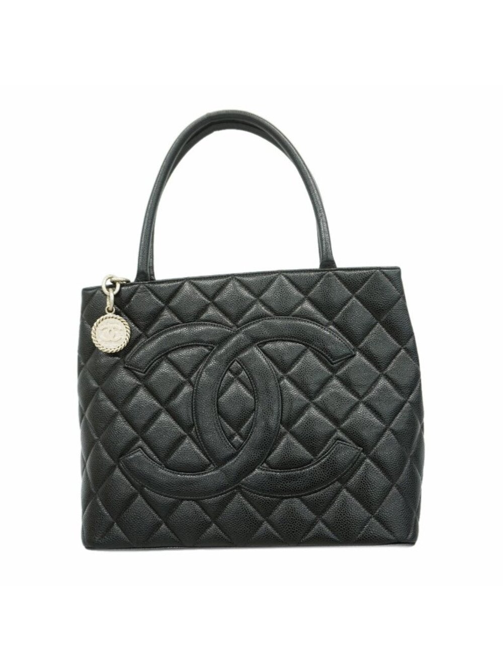 Chanel Tote Bag Reissue Caviar Leather Black Silver